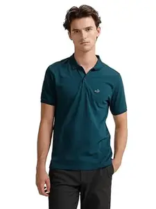 CROCODILE Men Solid Slim Fit Polo T-Shirt | Regular Length | Short Sleeve | Button Placket | Casual Knitted Topwear