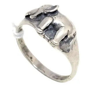 Rajasthan Gems Elephant Charm Ring 925 Sterling Silver Hand Engraved Unisex Men Women Handmade Gift j823