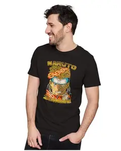 ALLEN BLACK Men's & Women's Regular Fit T-Shirt Naruto Zombie 100% Cotton Unise T-Shirt Black_NAOMBE27-Black L Men Round_