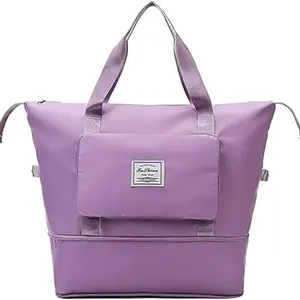 HIMART Travel Foldable Hand Bag Large Capacity Folding Travel Bag, Travel Lightweight Waterproof Carry Duffel Luggage Bag Multipurpose Sports Duffels for Sports, Gym, Yoga. (Purple)