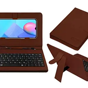 ACM Keyboard Case Compatible with Vivo Y30 Standard Mobile Flip Cover Stand Direct Plug & Play Device for Study & Gaming Brown