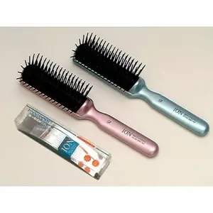 IKEMOTO JAPAN Cushion Base Hair Brush, IR-960 MBL, Ikemoto Imiko Industrial IR960MBL Natural Ore Blended Styling Brush, L, Metallic Blue, W 1.9 x H 8.1 x D 1.9 inches (48 x 204 x 48 mm)