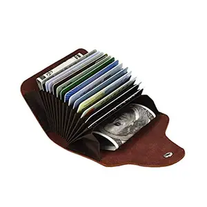 Stealodeal Brown 15 Slots Leather Credit/Debit Card Holder Wallet for Men & Women (Set of 1, Brown)