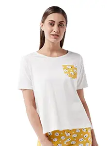 Miss Chase Women's White Round Neck Short Sleeves Printed Regular Length T-Shirt (MCAW20NW07-12-82-06, White, XL)