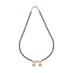 Kushal's Fashion Jewellery White Rose Gold Plated Casual Zircon Mangalsutra - 406956