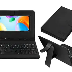 ACM Keyboard Case Compatible with Mi Redmi 10 Power Mobile Flip Cover Stand Direct Plug & Play Device for Study & Gaming Black