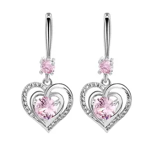 premium crystal heart earring | earring to Gift Women & Girls (crystal pink) (crystel pink)