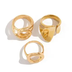 Shining Diva Fashion Set of 3 Latest Stylish Gold Plated Rings for Women and Girls (rrsd16668r)