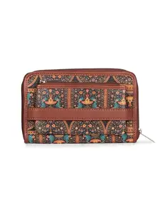 ZOUK Women's Vegan Leather and Jute Handmade Classic Wallets with Mobile Phone Pocket (Multicolour)