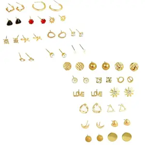 Fashion Frill Earrings For Women Fashion Gold Plated Trendy Western Golden Drop Studs Earrings For Women Girls love Gifts Earrings Combo Set