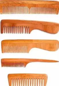 feelhigh Pack of 5 Neem Wooden Comb Set for Women & Men