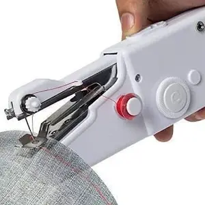Sewing Machine Electric Handheld Sewing Machine Mini Handy Stitch Portable Needlework Cordless Handmade DIY Tool Clothes Portable (White)