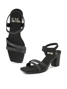 XE Looks Black Women's Fashion Sandals | Faux Leather Attractive and Stylish Block Heel | Casula & Wedding Occasion | For Women & Girls - Uk 3…