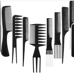 FEELHIGH 10PCS Black Hair Comb Set Hair Styling Comb for Women Men Kids Hairdressing Hair Cutting Combs for Hair Styling Tool