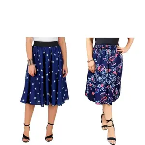 MAIYYA Collection Floral Print Mid Calf Length Women Panel Polyester Skirt IBPNL-2029-P (XL) Multicolour