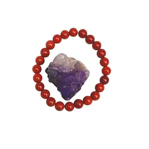 AADVIK CRYSTALS Red Jasper Bracelet for Girls & Boys | 8mm Natural Beads for Grounding, Wellbeing, Protection | Stretch Bracelet | Healed and energized by Master healer