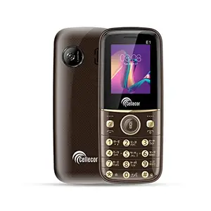 CELLECOR E1 Dual Sim Feature Phone 1000 mAH Battery with Torch Light, Wireless FM and Rear Camera (1.8" Display, Brown) price in India.