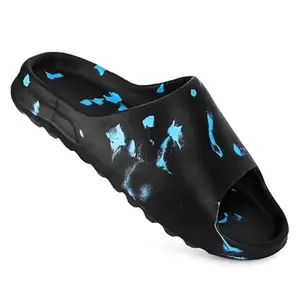 AVIRASA FASHION Men's Fashionable Printed Slide Slippers Unique Shade Color & Cushioned Footwear for Casual OutingsBlue-10