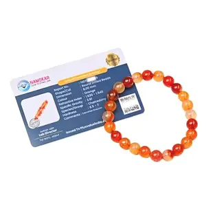 Plus Value Natural Red Carnelian Bracelet Reiki Healing Feng Shui Vastu Crystal Original Charged Activated Energized Bracelets for Men and Women (Beads Size 8mm, Jute Bag)