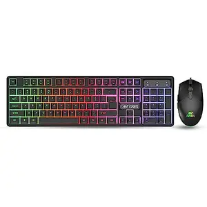 KM1650 Gaming Keyboard & Mouse Combo, Wired Backlit Rainbow LED Keyboard & 3200 DPI Gaming Mouse for PC/Laptop - Black