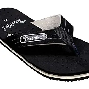 Tarshika Men's Regular Flip-Flops and House Wear Slippers(SLIPPER 03_BLACK&WHITE_10N) UK-10