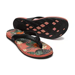 SOLETHREADS SERENE | Cushion | Comfortable | Cute | Soft | Squishy Footbed | Anti-Skid Sole | Flip Flops for Women | UK 6 | PEACH