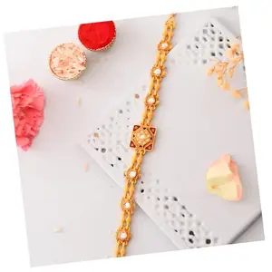 Pride Store Rakhi for brother, Stylish Rudraksh Bracelet With Tilak Pack, Greeting Card Rakhi Set | Best Rakhi for brother, Bracelet rakhi (Art B)