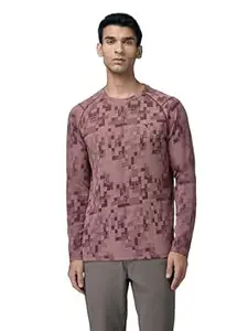 TECHNOSPORT Men's Slim Fit Jacquard Round Neck Full Sleeve Sports T-Shirt with Doublecool