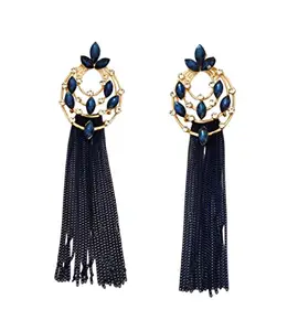Twilight Blue Long Chain Earrings for Women, Stylish Fashion Jewellery, Indian Ethnic Accessory for Girls, Wedding, Festive, Daily Use Statement Earrings for All Occasion