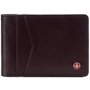 Alpine Swiss Delaney Slimfold Wallet RFID Safe For Men York Collection Smooth Finish Burgundy