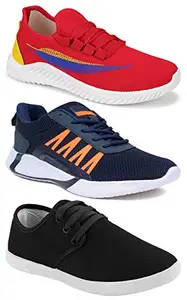 Axter Multicolor Casual Sports Running Shoes for Men 10 UK (Pack of 3 Pair) (3A)_9287-9312-349