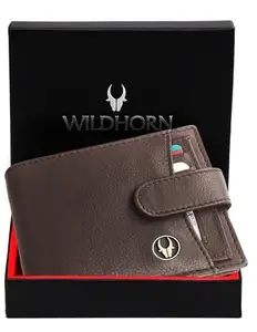 WildHorn RFID Protected Leather Wallet for Men I 8 Card Slots I 2 Currency Compartments I Loop Closure (Brown)