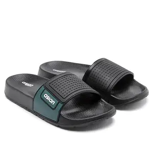 ASIAN Men's Casual Walking Daily Used Slider & Flip-Flop Slipper with Lightweight Design Slider & Slippers for Men's & Boy's (BLKOLIVE)-UK 10