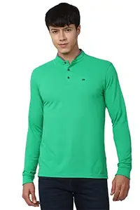 Peter England Men's Solid Regular Fit T-Shirt (PCKPSRGP624236_Green