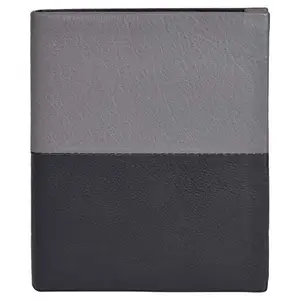 Leatherman Fashion LMN Genuine Leather Black Gray Unisex Wallet 5 Slots