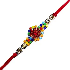 Anant Infinity Fancy Rakhi Set for Brother Stone and Beads Dora Design, Roli Chawal & Greeting Card,Rakhi for Bhaiya,Kundan Rakhi,Rakhi for MEN, AI-611