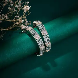 OPAL TOUCH Two Tone Oval Leafy Bangles (Pack of 2)