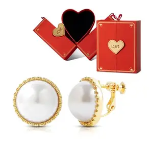 Peora Gold Plated Pearl Studded Stud Earrings Valentines Gift for Women & Girls with Red Jewellery Box|Mothers Day Gifts for Mom