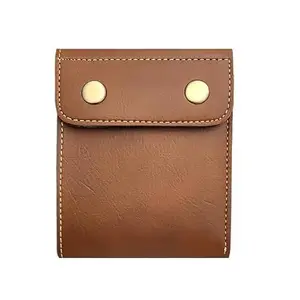 The Zoya Stores PU Leather Wallet for Men, 6 Card Slot, 2 Hidden Coin Compartment & with Tic-tac Button Closure. (Tan Brown)
