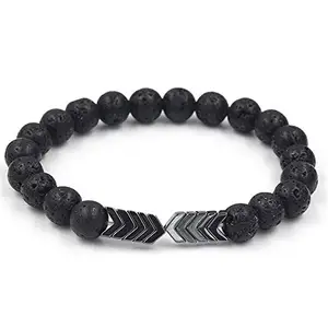 ASTROGHAR Natural Hematite And Lava Volcanic Beads Lion Head Lucky Charm Crystal Bracelet For Men and Women