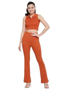 harshiv Enterprise Women's Collar Crop top Stretchy Fitted Top Lycra for Casual, Layering Soft Breathable FabricTrendy Cropped Shirt for Summer Orange Colour (Size X-Small)