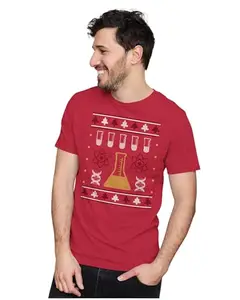 ALLEN BLACK Men's & Women's Regular Fit T-Shirt Ugly Science Sweater 100% Cotton Unise T-Shirt Red_UGLYSW03-Red XL Men Round_