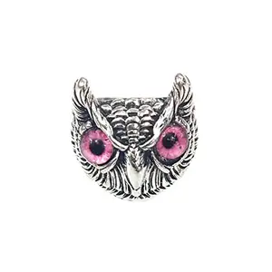 LA BELLEZA Unisex Eye Owl Ring Animal Open Ring Adjustable Owl Ring Animal Rings Statement Ring Jewelry for Women Girls Men Ring Jewelry,one size (Pink)
