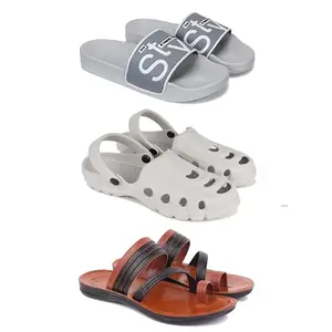 Men's Sandals | Lightweight Wear| Stylish & Easy to Wear For Men's PCV-SAN-(3-COMBO)-1589-3135-3151-7