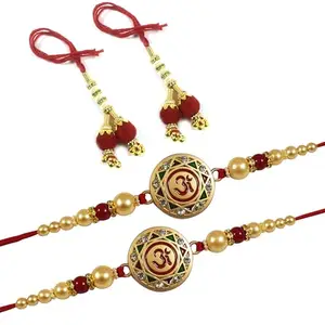 Partunay Set Of 4 Pcs Beautiful Om Rakhi Combo Set For Brother And Bhabhi Couple Pair Bhaiya Bhabhi Rakhi Set