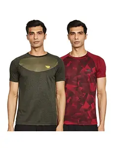 BHAJJI Combo of 2 T-Shirts Size Medium(38) Round Neck T Shirt B-014 Green with Round Neck B-092 MEHROON