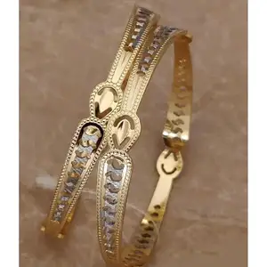 Gold Brass Princess Chic Bracelet/Bangles for Women | Non-Adjustable | Size 2.8 | 2 Pcs | 2.8_B&Bangles_755_2i8m1x