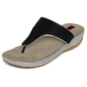 1 WALK Comfortable DR Sole Women-Flats/Sandals/Fancy WEAR Original/Slippers/Casual Footwear-Black@AM-18C-42