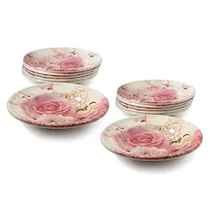 Gallery99 Gallery99 Pink Floral High Grade Round Quarter Plates Set of 12 (7x7x1)