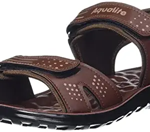 Aqualite Fashionable Antiskid and Lightweight Black Brown Mens Velcro Sandal